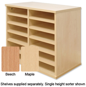 Tercel Post Room Sorter Hutch Multi-use Double Height 2 Bay Can Fit 22 Shelves W640xD360xH1163mm Maple