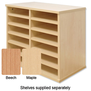 Tercel Post Room Sorter Hutch Multi-use Single Height 2 Bay Can Fit 12 Shelves W640xD360xH638mm Maple