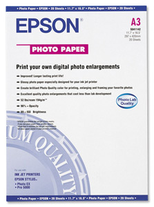 Epson Photo Paper Heavyweight 194gsm A3 Ref S041142 [20 Sheets]