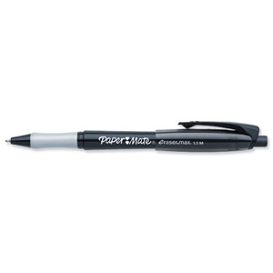 Paper Mate Replay.Max Ball Pen Erasable 1.0mm Tip 0.7mm Line Black Ref S0835200 [Pack 12]