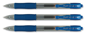Pilot G205 Gel Rollerball Pen Rubber Grip Retractable 0.5mm Tip 0.3mm Line Blue Ref BLG20503 [Pack 12]