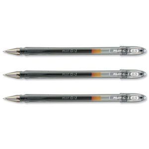 Pilot G105 Gel Ink Pen Ergonomic Grips 0.5mm Tip 0.3mm Line Black Ref BLG10501 [Pack 12]