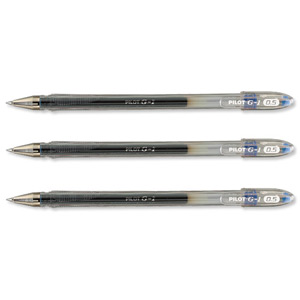 Pilot G105 Gel Ink Pen Ergonomic Grips 0.5mm Tip 0.3mm Line Blue Ref BLG10503 [Pack 12]