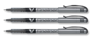 Pilot Fineliner Pen Liquid Ink 1.2mm Tip 0.5mm Line Black Ref SWVPP01 [Pack 12]