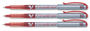 Pilot Fineliner Pen Liquid Ink 1.2mm Tip 0.5mm Line Red Ref SWVPP04 [Pack 12]