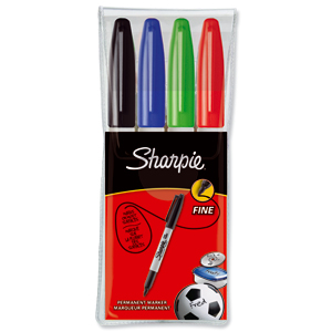 Sharpie Permanent Marker Fine Tip 1.0mm Line Assorted Ref S0810970 [Pack 4]