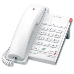 BT Converse 2100 Telephone 1 Redial Mute Function 3 Number Memory White Ref 040205
