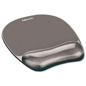 Fellowes Crystal Mouse Mat Pad with Wrist Rest Gel Black Ref 9112101