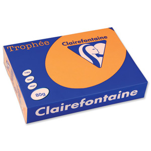 Clairefontaine Trophee Colours Paper 80gsm Ream-wrapped A4 Orange Ref 1878 [500 Sheets]