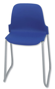 Trexus Stacking Chair Polypropylene with Skid Base and Seat H430mm Blue