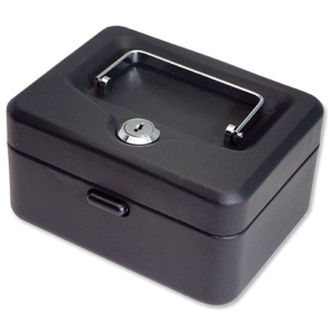 Cash Box with Latch and 2 Keys plus Removable Coin Tray 300mm Black
