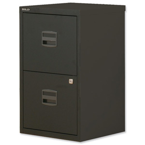 Trexus by Bisley SoHo Filing Cabinet Steel Lockable 2-Drawer A4 W413xD400xH672mm Black