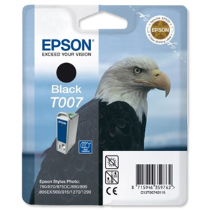 Epson T007 Inkjet Cartridge Intellidge Eagle Page Life 540pp Black Ref C13T00740110 Ident: 803A
