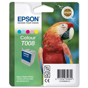 Epson T008 Inkjet Cartridge Intellidge Parrot Page Life 220pp Colour Ref C13T00840110 Ident: 803A