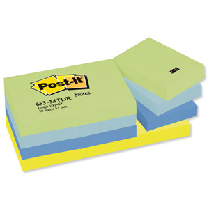 Post-it Colour Notes Pad of 100 Sheets 38x51mm Dreamy Palette Rainbow Colours Ref 653MT [Pack 12]