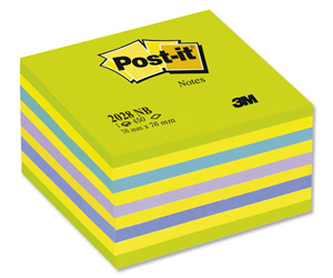 Post-it Note Cube Pad of 450 Sheets 76x76mm Neon Blue Ref 2028NB