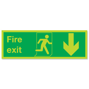 Stewart Superior Fire Exit Man Arrow Down Self Adhesive Sign Standard Ref SP0801PLV