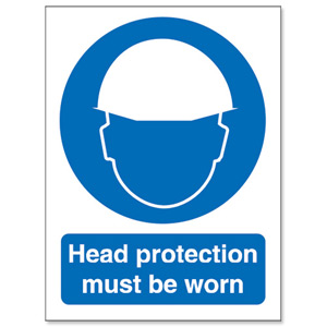 Stewart Superior Head Protection Must Be Worn Self Adhesive Sign Ref M005SAV