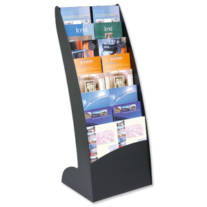 Literature Display Holder Curved 8x20mm Compartments 5.9Kg Black