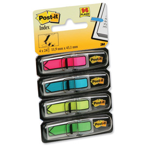 Post-it Index Arrows Repositionable W12xH43mm 4 Bright Colours Ref 684ARR4 [Pack 96]