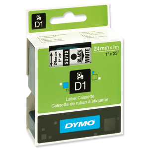 Dymo D1 Tape for Electronic Labelmakers 24mmx7m Black on White Ref 53713 S0720930