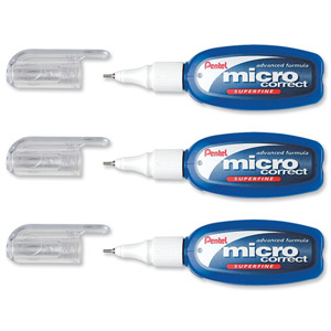 Pentel Superfine Micro Correct Correction Fluid Pen Superfine Tip 1.4mm 4.2ml Ref ZL102-W [Pack 12]