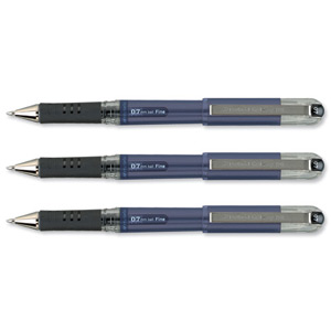 Pentel Hybrid Gel DX Rollerball Pen Rubber Grip Fine 0.7mm Tip 0.35mm Line Blue Ref K227-C [Pack 12]