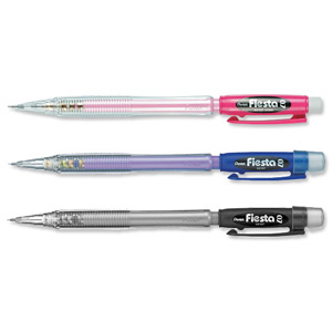 Pentel Fiesta Auto Pencil Refillable 0.7mm Lead Assorted Barrels Ref AX107M [Pack 12]