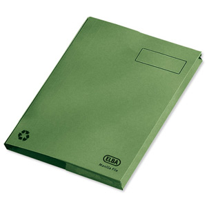Elba Clifton Flat File with Front Pocket 315gsm Capacity 50mm Foolscap Green Ref 100090179 [Pack 25]
