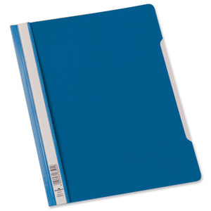 Durable Clear View Folder Plastic with Index Strip Extra Wide A4 Blue Ref 257006 [Pack 50]