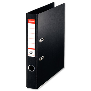 Esselte No. 1 Power Mini Lever Arch File PP Slotted 50mm Spine A4 Black Ref 811470 [Pack 10]