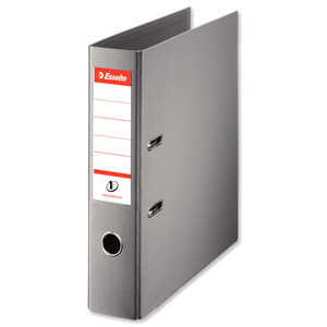 Esselte No. 1 Power Lever Arch File PP Slotted 75mm Spine Foolscap Grey Ref 48088 [Pack 10]