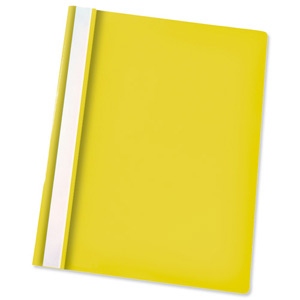 Esselte Report Flat File Lightweight Plastic Clear Front A4 Yellow Ref 56281 [Pack 25]