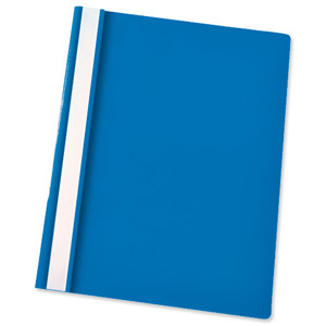Esselte Report Flat File Lightweight Plastic Clear Front A4 Blue Ref 56285 [Pack 25]