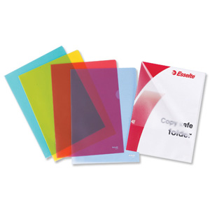 Esselte Copy-safe Folder Plastic Cut Flush A4 Clear Ref 60830 [Pack 25]