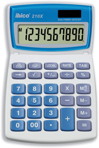 Ibico 210X Calculator Desktop Tilt-screen Decimal Selector Solar and Battery Power 10 Digit Ref IB410079