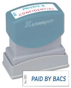 Xstamper Word Stamp Pre-inked Reinkable - Paid By Bacs - W42xD13mm Ref X1825