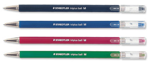 Staedtler Triplus Ball Pen Ergonomic Triangular Barrel 1.0mm Tip 0.4mm Line Assorted Ref 431MSB4 [Pack 4]