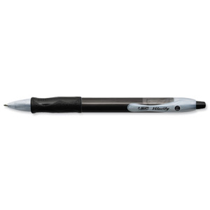 Bic Velocity Ball Pen Retractable Cushioned Grip 1.0mm Tip 0.4mm Line Black Ref 8291531 [Pack 12]