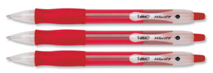 Bic Velocity Ball Pen Retractable Cushioned Grip 1.0mm Tip 0.7mm Line Red Ref 829155 [Pack 12]