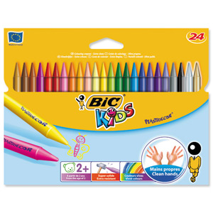 Bic Kids Plastidecor Crayons Colour Hard Long-lasting Sharpenable Vivid Assorted Ref 829772 [Pack 24]
