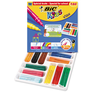 Bic Kids Visa Felt Tip Pens Ultra-washable Water-based Fine Tip Assorted Ref 887838 [Pack 144]
