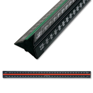Linex Scale Ruler Triangular Aluminium Colour-coded Scales 1-1 to 1-2500 Ref LXH382