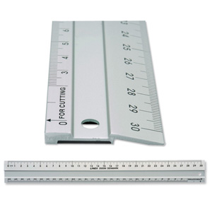 Linex Hobby Cutting Ruler Anti-slip Light Aluminium 1 Bevelled Side 1 Plain Side 30cm Ref LXE2930M