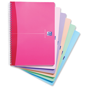 Oxford Office Notebook Wirebound Soft Cover Ruled 180pp 90gsm A4 Pearl Assorted Ref 100100788 [Pack 5]