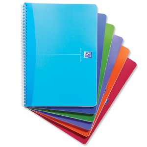 Oxford Office Notebook Twin Wirebound Plastic Ruled 180pp 90gsm A4 Bright Assorted Ref 100104241 [Pack 5]