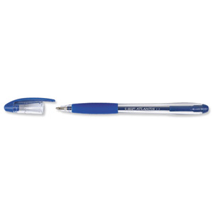 Bic Atlantis Ball Pen Cushion Grip Broad 1.2mm Tip 0.8mm Line Blue Ref 837387 [Pack 12]