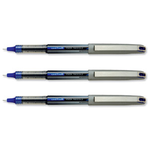 Uni-ball UB187 Vision Rollerball Pen Needle Point 0.7mm Tip 0.5mm Line Blue Ref 9000981 [Pack 12]