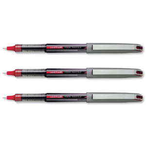 Uni-ball UB187 Vision Rollerball Pen Needle Point 0.7mm Tip 0.5mm Line Red Ref 9000982 [Pack 12]