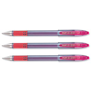 Pilot G-310 Gel Rollerball Pen Refillable Rubber Grip 1.0mm Tip 0.6mm Line Red Ref 057101202 [Pack 12]